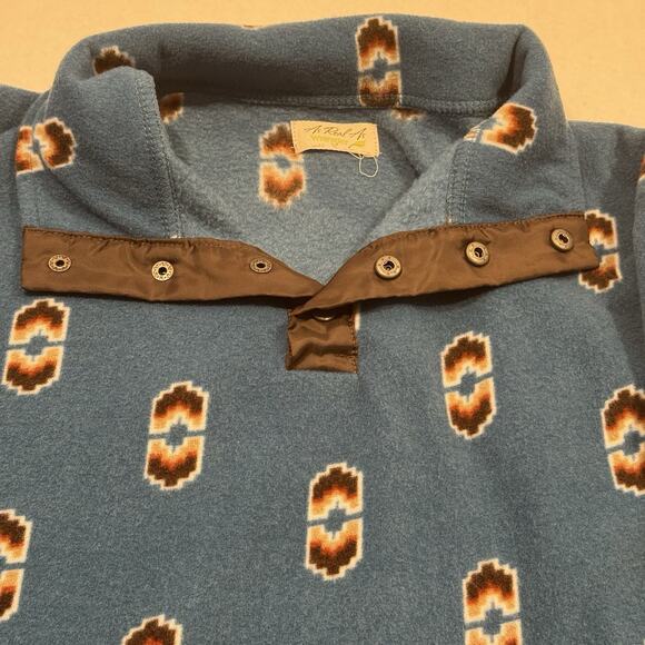 Wrangler As Real As Mens Fleece Pullover Sweater Aztec Geometric Blue SZ 18H(L) - Picture 4 of 9